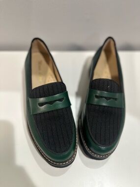 Mona Lisa Chunky Loafers Green Black EU 35 US 5 Preppy Chic Shoes